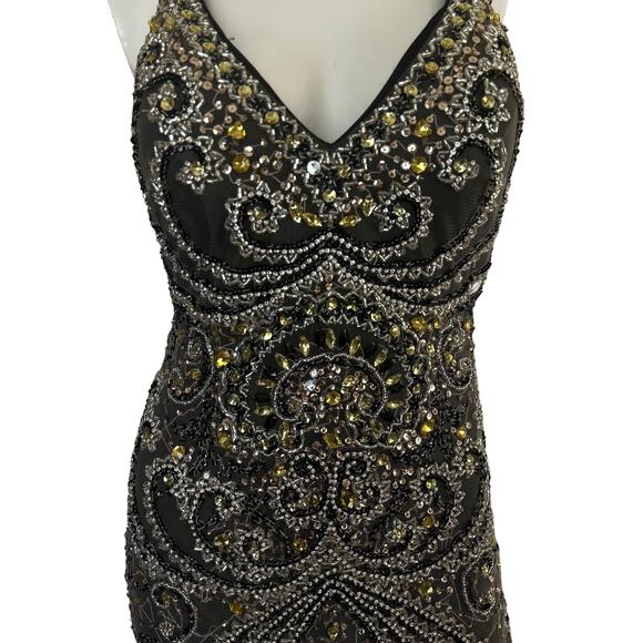 Atria Couture Black Mini Dress With Jewel Embellishments Size 8 - Picture 4 of 7
